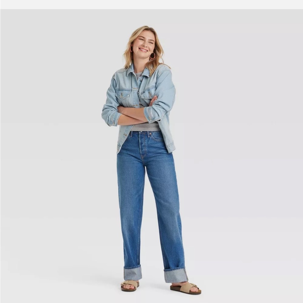 Target Women's Mid-Rise Cuffed 90's Baggy Jeans - Universal Thread size 14